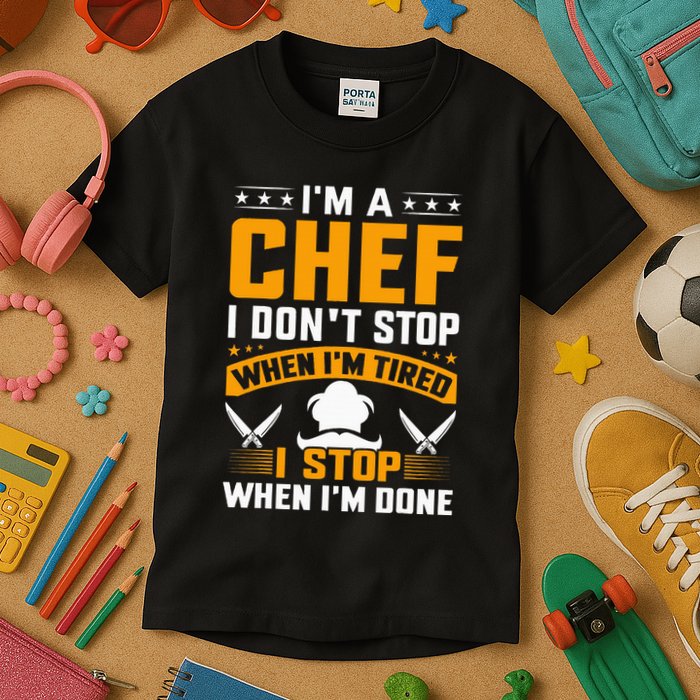 IM A Chef I DonT Stop When IM Tired I Stop When Im Done Kids T-Shirt