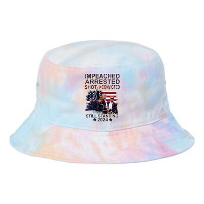 Impeached Arrested Convicted Shot Still Standing Tie Dye Newport Bucket Hat