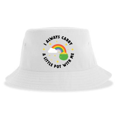 I Always Carry A Little Pot With Me Rainbow St Patricks Day Sustainable Bucket Hat