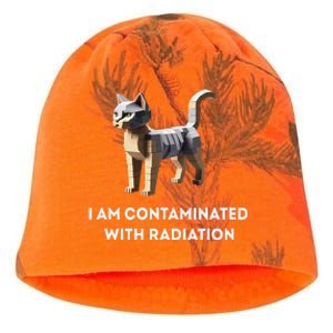 I Am Contaminated With Radiation Funny Ironic Cat Meme Kati - Camo Knit Beanie