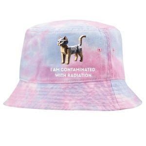 I Am Contaminated With Radiation Funny Ironic Cat Meme Tie-Dyed Bucket Hat