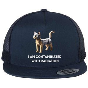 I Am Contaminated With Radiation Funny Ironic Cat Meme Flat Bill Trucker Hat