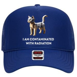 I Am Contaminated With Radiation Funny Ironic Cat Meme High Crown Mesh Back Trucker Hat