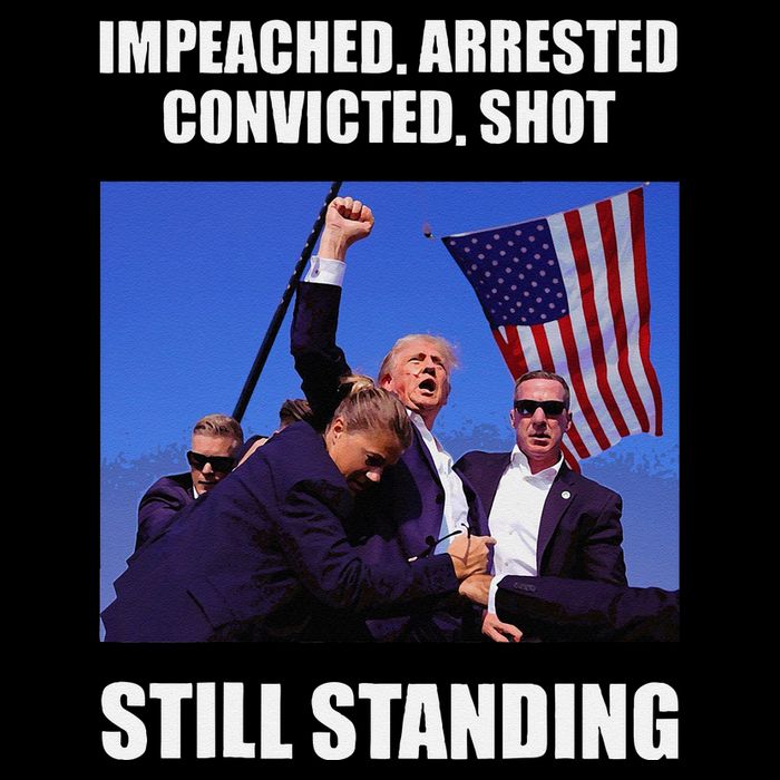 Impeached Arrested Convicted Shot Still Standing Trump Fist = Sweatshirt