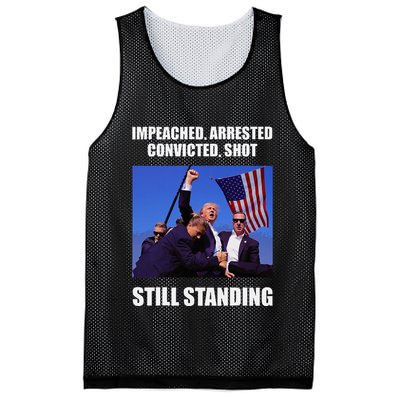 Impeached Arrested Convicted Shot Still Standing Trump Fist = Mesh Reversible Basketball Jersey Tank