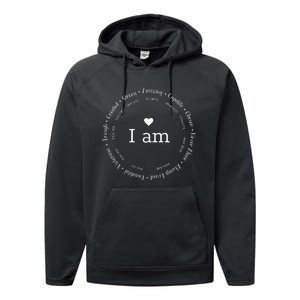 I am Circle Design Wo Positive O Affirmations Performance Fleece Hoodie