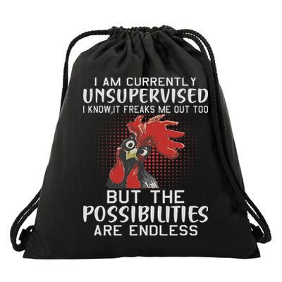 I Am Currently Unsupervised Funny Sayings Drawstring Bag