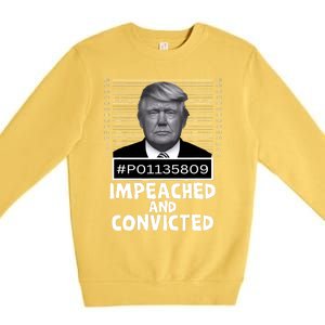 Impeached And Convicted Felon 45 Funny Anti Trump Mugshot Premium Crewneck Sweatshirt