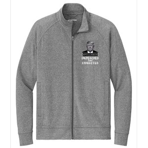 Impeached And Convicted Felon 45 Funny Anti Trump Mugshot Stretch Full-Zip Cadet Jacket