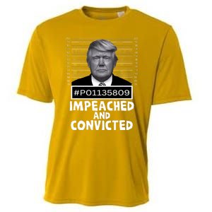 Impeached And Convicted Felon 45 Funny Anti Trump Mugshot Cooling Performance Crew T-Shirt