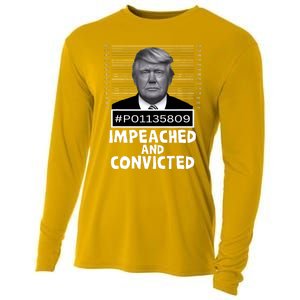 Impeached And Convicted Felon 45 Funny Anti Trump Mugshot Cooling Performance Long Sleeve Crew