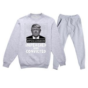 Impeached And Convicted Felon 45 Funny Anti Trump Mugshot Premium Crewneck Sweatsuit Set