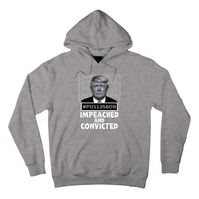 Impeached And Convicted Felon 45 Funny Anti Trump Mugshot Hoodie