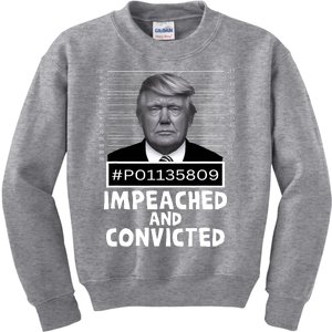 Impeached And Convicted Felon 45 Funny Anti Trump Mugshot Kids Sweatshirt