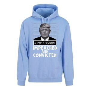 Impeached And Convicted Felon 45 Funny Anti Trump Mugshot Unisex Surf Hoodie