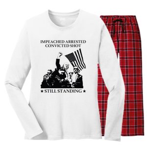 Impeached Arrested Convicted Shot Still Standing Women's Long Sleeve Flannel Pajama Set 