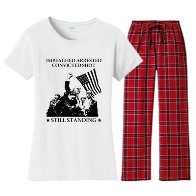 Impeached Arrested Convicted Shot Still Standing Women's Flannel Pajama Set