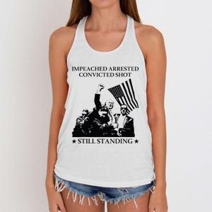 Impeached Arrested Convicted Shot Still Standing Women's Knotted Racerback Tank