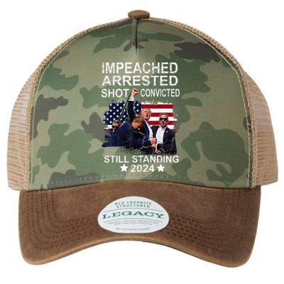 Impeached Arrested Convicted Shot Still Standing Legacy Tie Dye Trucker Hat