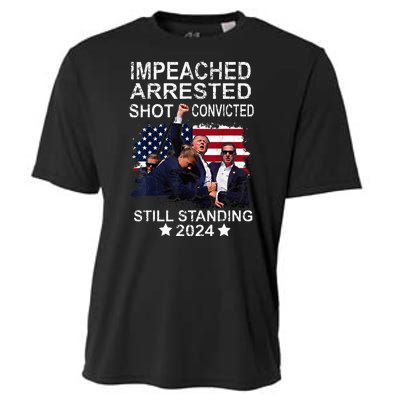 Impeached Arrested Convicted Shot Still Standing Cooling Performance Crew T-Shirt