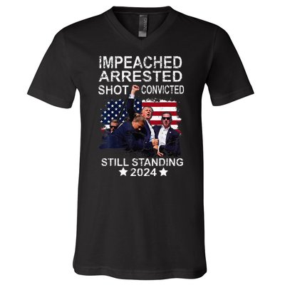 Impeached Arrested Convicted Shot Still Standing V-Neck T-Shirt