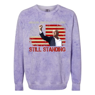 Impeached Arrested Convicted Shot Still Standing Colorblast Crewneck Sweatshirt