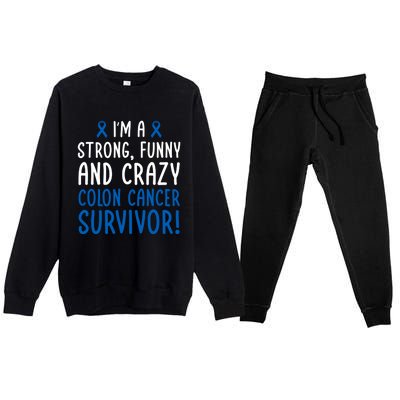 I'm A Colon Cancer Survivor! Colon Cancer Awareness Month Gift Premium Crewneck Sweatsuit Set