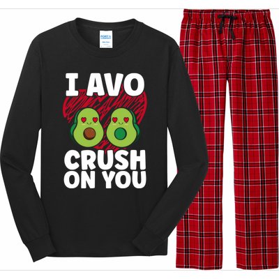 I Avo Crush On You Avocado Lover Funny Avocado Gift Long Sleeve Pajama Set