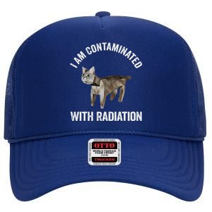 I Am Contaminated With Radiation Funny Ironic Cat Meme High Crown Mesh Back Trucker Hat