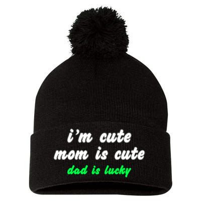 I Am Cute Mother Mom Dad T And Mug Pom Pom 12in Knit Beanie