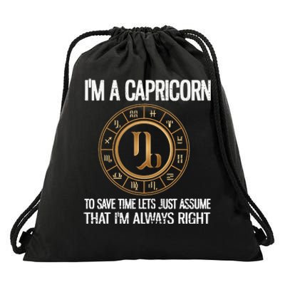 I'm A Capricorn Zodiac Sign Horoscope Astrology Capricorn Drawstring Bag