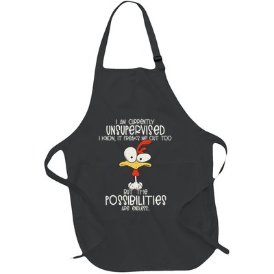 I Am Currently Unsupervised I Know, It Freaks Me Out Too Full-Length Apron With Pockets