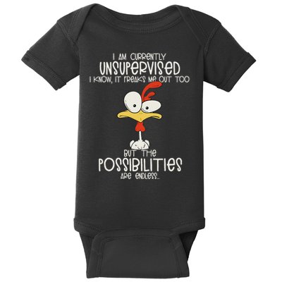 I Am Currently Unsupervised I Know, It Freaks Me Out Too Baby Bodysuit