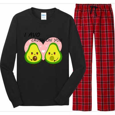 I Avo Crush On You Valentine And Love Adorable Avocado Funny Gift Long Sleeve Pajama Set