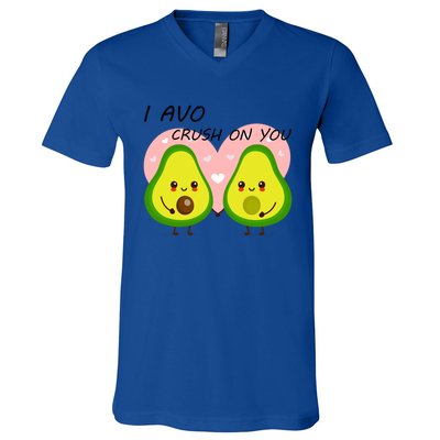 I Avo Crush On You Valentine And Love Adorable Avocado Funny Gift V-Neck T-Shirt