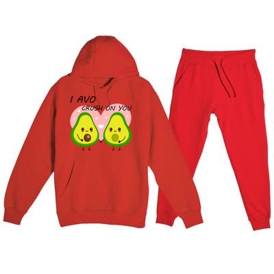 I Avo Crush On You Valentine And Love Adorable Avocado Funny Gift Premium Hooded Sweatsuit Set