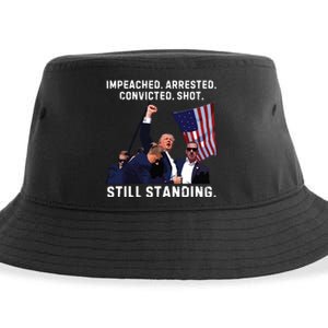 Impeached Arrested Convicted Shot Still Standing Trump 2024 Sustainable Bucket Hat