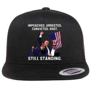 Impeached Arrested Convicted Shot Still Standing Trump 2024 Flat Bill Trucker Hat