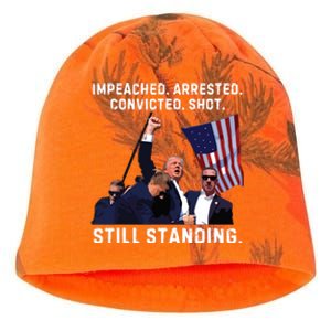 Impeached Arrested Convicted Shot Still Standing Trump 2024 Kati - Camo Knit Beanie