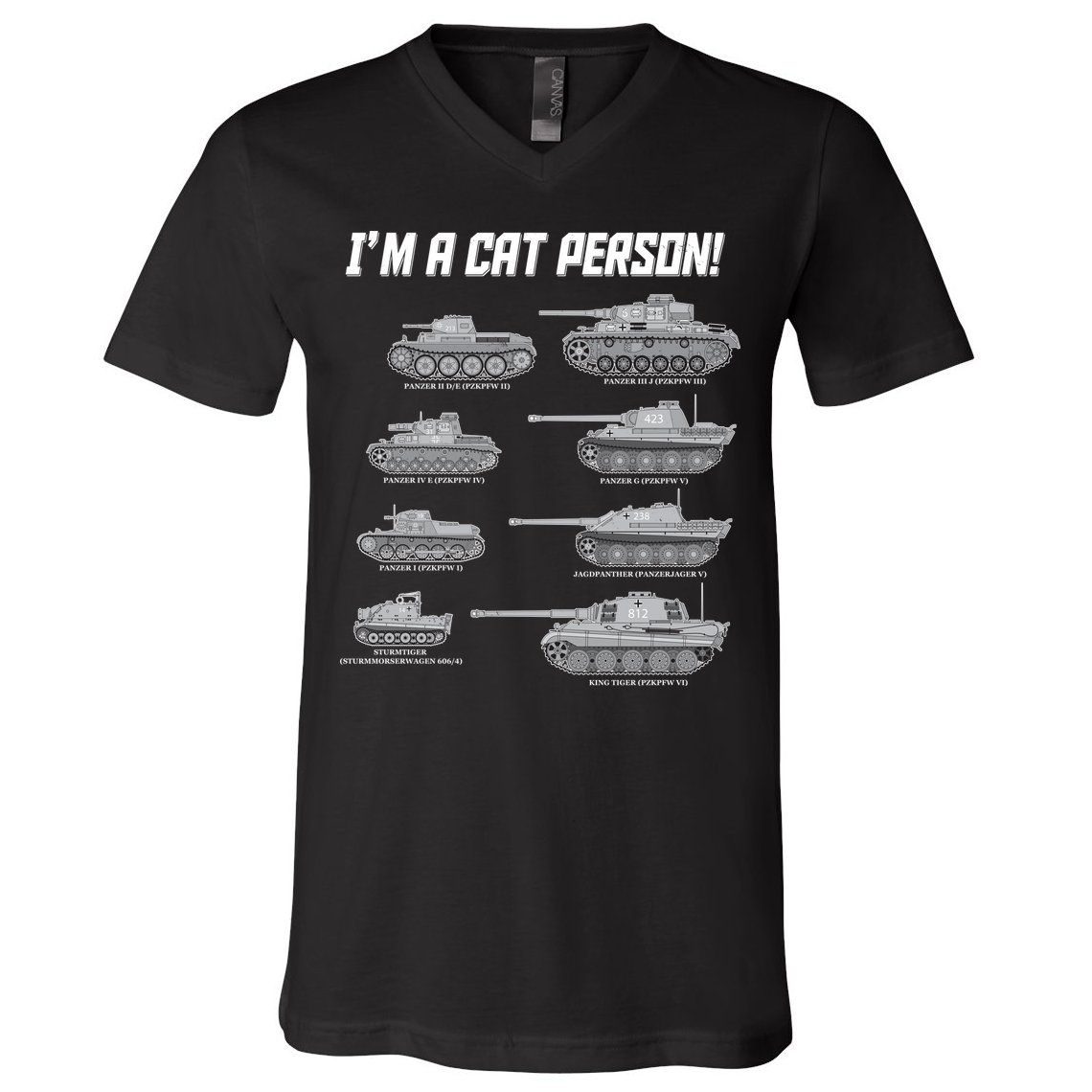 I'm A Cat Person WWII German Tanks V-Neck T-Shirt