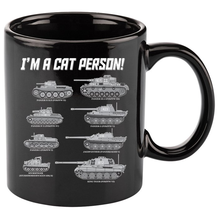I'm A Cat Person WWII German Tanks 11oz C Handle Ceramic Mug