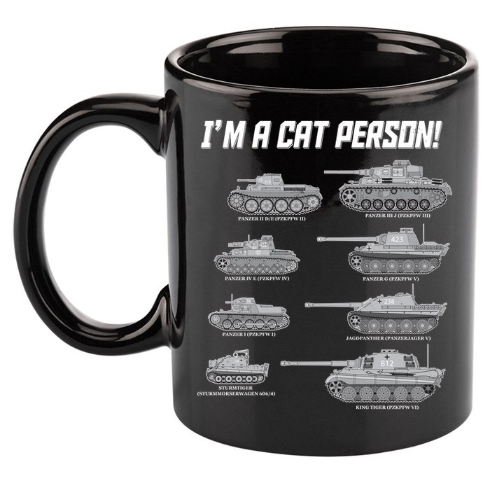 I'm A Cat Person WWII German Tanks 11oz C Handle Ceramic Mug