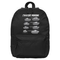 I'm A Cat Person WWII German Tanks 16 in Basic Backpack