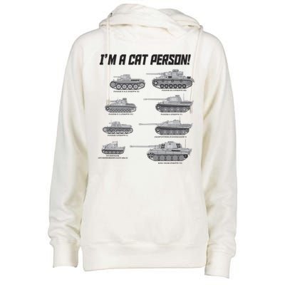 I'm A Cat Person WWII German Tanks Womens Funnel Neck Pullover Hood