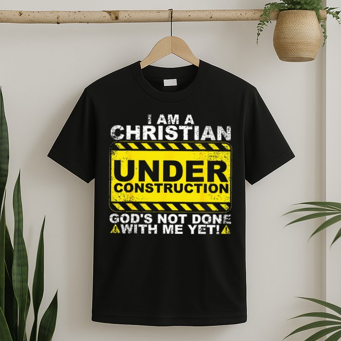 Im A Christian Under Construction Gods Not Done With Me T-Shirt