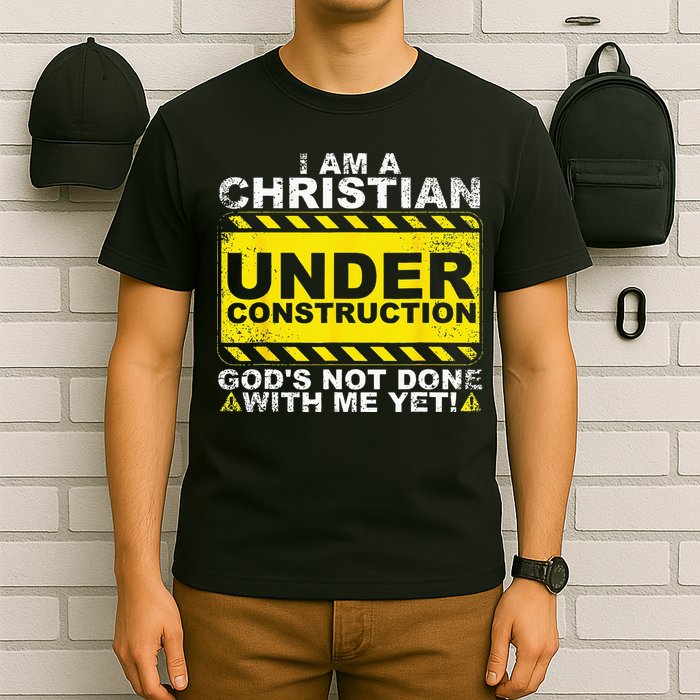 Im A Christian Under Construction Gods Not Done With Me T-Shirt