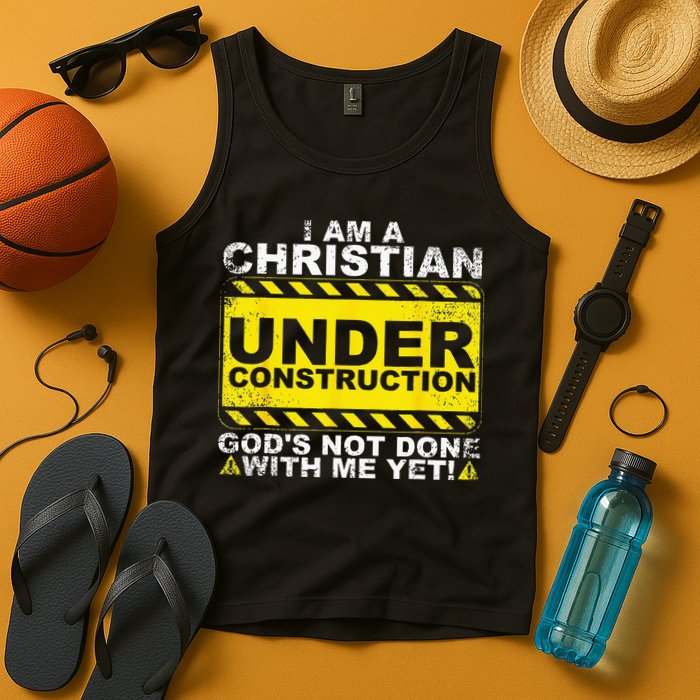 Im A Christian Under Construction Gods Not Done With Me Tank Top