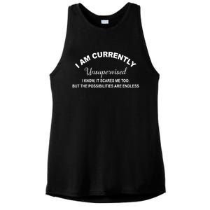 I Am Currently Unsupervised Great Gift Ladies PosiCharge Tri-Blend Wicking Tank