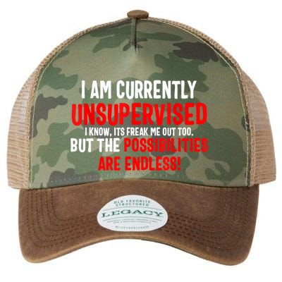 I Am Currently Unsupervised Valentines Day Funny Legacy Tie Dye Trucker Hat