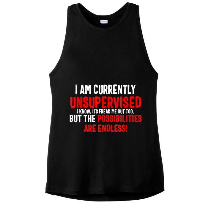 I Am Currently Unsupervised Valentines Day Funny Ladies PosiCharge Tri-Blend Wicking Tank